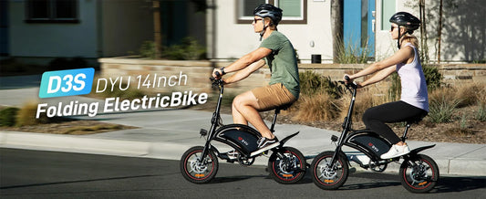DYU D3F folded e-bike stored under a dorm bed